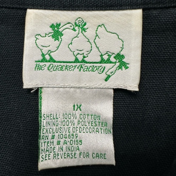 The Quaker Factory Embroidered Floral Print w/ Butterflies Jacket Size 1X Black - Picture 3 of 4